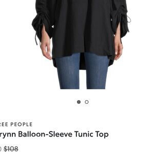 Free People Black Balloon-Sleeve Tunic Top